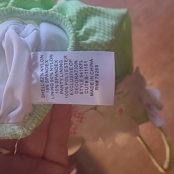2/$5 Kate Mack Light Green Gingham Bathingsuit 3Mos - Picture 4 of 5